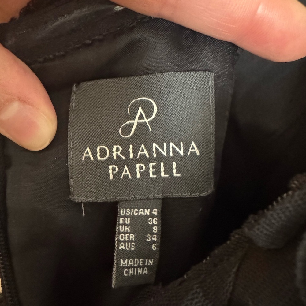 Adrianna Papell Strapless Soutache Black Rosette Tulle Gown - Picture 8 of 8